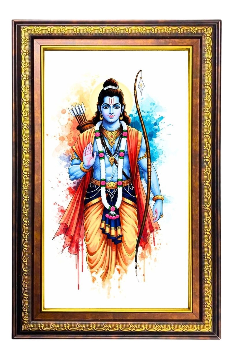 Lord Rama Digital Golden Balck Color Photo Frame | Hindu Religious Wall Decor | 10x16 Inches - Inspirational Wall Art for Office, Home Decor - Ideal Spiritual Gift (F16535)