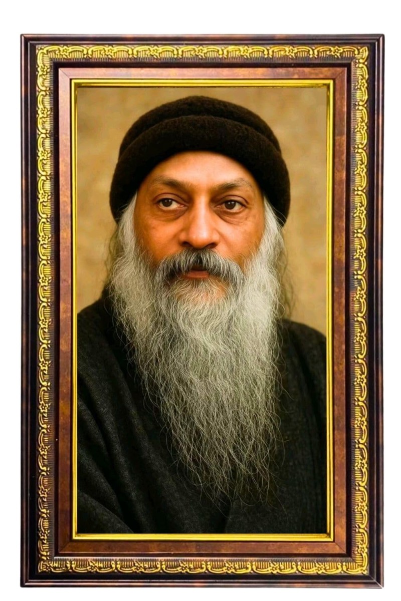 Osho Digital Golden Balck Color Photo Frame | Hindu Religious Wall Decor | 16x22 Inches - Inspirational Wall Art for Office, Home Decor - Ideal Spiritual Gift (F16606)