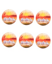 Stainless Steel Round Seven Horses Fridge Magnet | Decorative Refrigerator Magnet for Home & Office | Premium Finish | Pack of 6