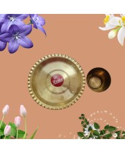 Medium BHOG Plate with Glass Or Thala Glass Brass Metal for Home,Office and Temple Puja Radha 2