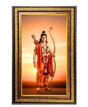 Lord Rama Digital Golden Balck Color Photo Frame | Hindu Religious Wall Decor | 10x16 Inches - Inspirational Wall Art for Office, Home Decor - Ideal Spiritual Gift (F16555)