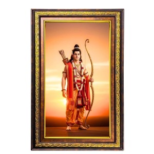 Lord Rama Digital Golden Balck Color Photo Frame | Hindu Religious Wall Decor | 18x24 Inches - Inspirational Wall Art for Office, Home Decor - Ideal Spiritual Gift (F16555)