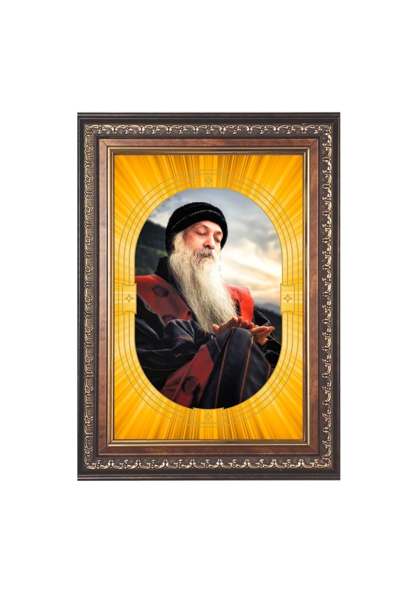 Oshoo Spiritual Guru Digital Photo In Designer Frame, Size 8x12 Inch | Hindu Religious Picture For Home Temple, Office & Gift | Wall Art & Pooja Decor (F10457)