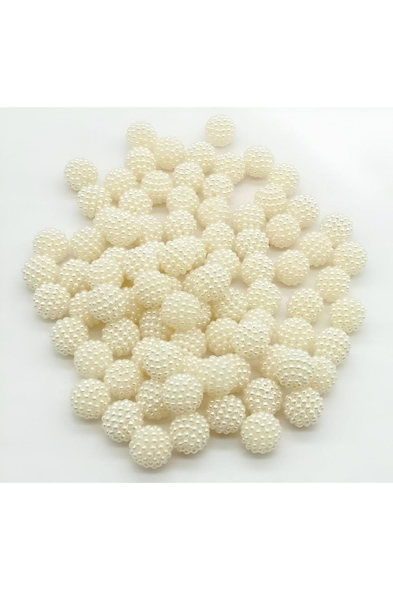 HiTechMart 10mm Round Dotted Ball Shaped Creamy White Pearl Plastic Beads for Jewelry, Arts & Crafts, Embroidery, Bracelets - Women, Girls & Kids. (Pack of 100)