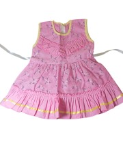 Cotton Baby Girl Frock for 0-9 Months ? Soft & Stylish Infant Dress | Sleeveless Newborn Frock with Lace Detailing | Comfortable for Babies (Pink)