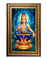 God Ayyappa Digital Golden Balck Color Photo Frame | Hindu Religious Wall Decor | 18x24 Inches - Inspirational Wall Art for Office, Home Decor - Ideal Spiritual Gift (F16558)