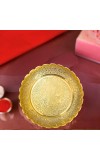 Pure Brass Decorative Pooja Thali Plate | Handcrafted Floral Engraved Brass Plate for Pooja, Aarti & Home Temple | Traditional Golden Brass Thali for Festive Use & Gifting (Small) (Small)