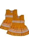 Cotton Baby Girl Frock for 0-9 Months – Soft & Stylish Sleeveless Dress with Lace Design for Newborns & Infants (2, Yellow)