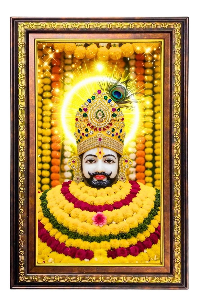 KhatuShyam Digital Golden Balck Color Photo Frame | Hindu Religious Wall Decor | 14x20 Inches - Inspirational Wall Art for Office, Home Decor - Ideal Spiritual Gift (F16675)