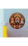 Stainless Steel Round Jagannath Balabhadra Subhadra Fridge Magnet | Devotional & Decorative Refrigerator Magnet for Home & Office | Pack of 1