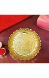 Pure Brass Decorative Pooja Thali Plate | Handcrafted Floral Engraved Brass Plate for Pooja, Aarti & Home Temple | Traditional Golden Brass Thali for Festive Use & Gifting