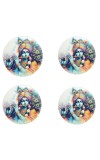 Stainless Steel Round Krishna Fridge Magnet | Decorative Spiritual Refrigerator Magnet for Home & Office | Pack of 4 (4)