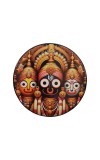 Stainless Steel Round Jagannath Balabhadra Subhadra Fridge Magnet | Devotional & Decorative Refrigerator Magnet for Home & Office | Pack of 1