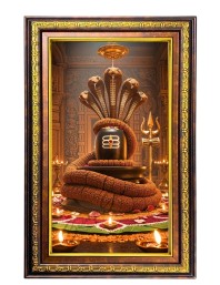 God Lingam Digital Golden Balck Color Photo Frame | Hindu Religious Wall Decor | 18x24 Inches - Inspirational Wall Art for Office, Home Decor - Ideal Spiritual Gift (F16896)