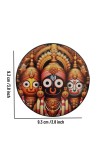 Stainless Steel Round Jagannath Balabhadra Subhadra Fridge Magnet | Devotional & Decorative Refrigerator Magnet for Home & Office | Pack of 1