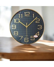 Round Golden Color Clock with Gold Numbers | Silent Sweep Quartz Movement | Decorative Wall Clock for Home, Office, and Living Room | Include One Battery (26.8 x 26.8 x 4.2cm)