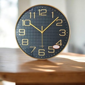Round Golden Color Clock with Gold Numbers | Silent Sweep Quartz Movement | Decorative Wall Clock for Home, Office, and Living Room | Include One Battery (26.8 x 26.8 x 4.2cm) Round Golden Color Clock with Gold Numbers | Silent Sweep Quartz Movement | Decorative Wall Clock for Home, Office, and Living Room | Include One Battery (26.8 x 26.8 x 4.2cm)