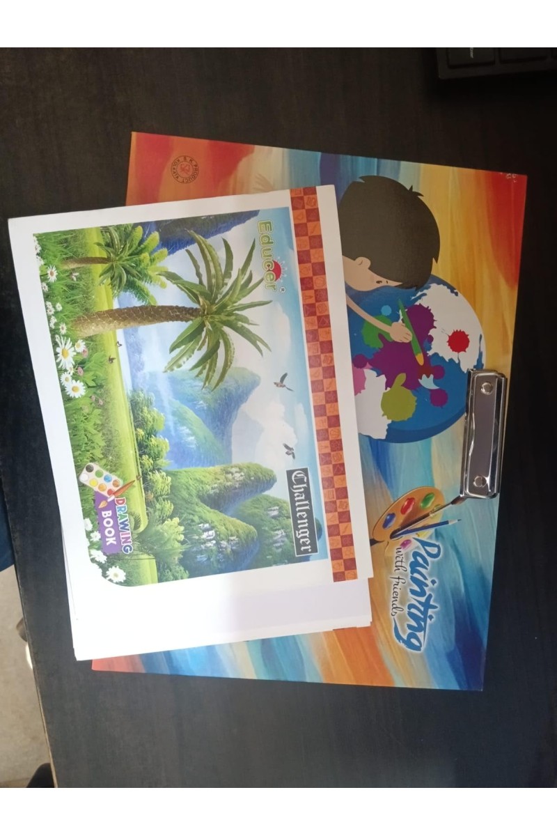 Hi Tech Sales Wooden Drawing Board with Small Drawing Notebook Combo at Low Cost for Kids/Students, Girls & Boys || Stainless Steel Clip, Plain MDF Hard Board Writing Pad (Multicolored)