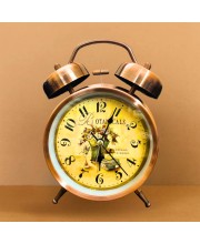 Vintage Twin Bell Alarm Clock for Bedroom | Retro Analog Table Clock with Loud Ring, Classic Dial & Metal Body | Battery Operated Decorative Bedside Clock for Home & Office (Vintage Copper Brown)