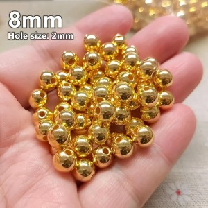 HiTechMart Gold-Plated Round Spacer Beads – Small Plastic Craft Beads for Jewelry Making, DIY Bracelets, Necklaces & Decorations (Bulk Pack) (300)