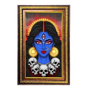 Durga Matha Digital Golden Balck Color Photo Frame | Hindu Religious Wall Decor | 10x16 Inches - Inspirational Wall Art for Office, Home Decor - Ideal Spiritual Gift (F16711)