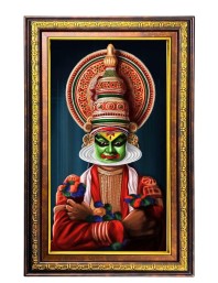 Kathakali Digital Golden Balck Color Photo Frame | Hindu Religious Wall Decor | 10x16 Inches - Inspirational Wall Art for Office, Home Decor - Ideal Spiritual Gift (F16506)