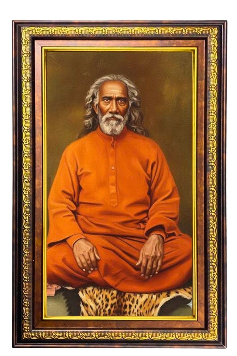Swami Yukteswar Digital Golden Balck Color Photo Frame | Hindu Religious Wall Decor | 14x20 Inches - Inspirational Wall Art for Office, Home Decor - Ideal Spiritual Gift (F16953)