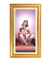 Yashoda Baby Ganesh Digital Golden Color Photo Frame | Hindu Religious Wall Decor | 10x17 Inches - Inspirational Wall Art For Office, Home Decor - Ideal Spiritual Gift (F10187)