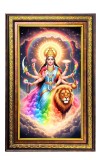 Durga Matha Digital Golden Balck Color Photo Frame | Hindu Religious Wall Decor | 10x16 Inches - Inspirational Wall Art for Office, Home Decor - Ideal Spiritual Gift (F16918)