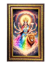 Durga Matha Digital Golden Balck Color Photo Frame | Hindu Religious Wall Decor | 10x16 Inches - Inspirational Wall Art for Office, Home Decor - Ideal Spiritual Gift (F16918)