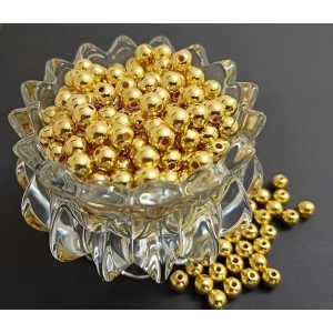HiTechMart Gold-Plated Round Spacer Beads – Small Plastic Craft Beads for Jewelry Making, DIY Bracelets, Necklaces & Decorations (Bulk Pack) (300)