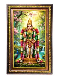Subramanya Swamy Digital Golden Balck Color Photo Frame | Hindu Religious Wall Decor | 18x24 Inches - Inspirational Wall Art for Office, Home Decor - Ideal Spiritual Gift (F16497)