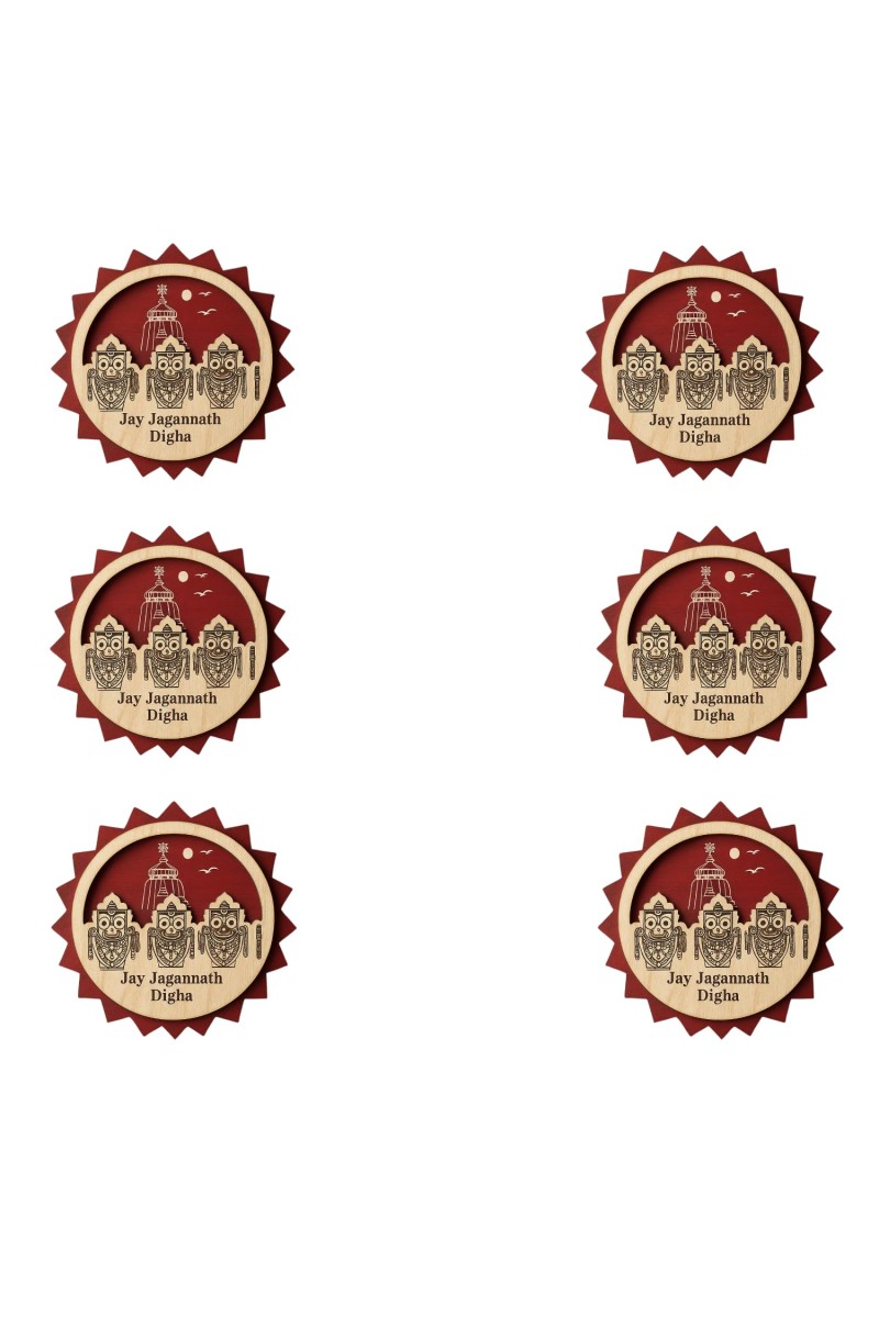 Wooden Lord Jagannath Fridge Magnet | Laser Engraved Religious Souvenir | Traditional Pattachitra Style Decorative Magnet for Home & Office (6)