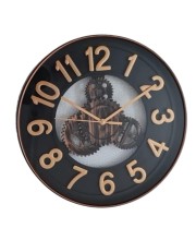 Hitech Sales Wooden Theme Quartz Stylish Analog 30 Cm Decorative Latest Transparent Background Weatherproof WallClock Battery Operated Round Easy to Read for Living Room Bedroom Office Kitchen School