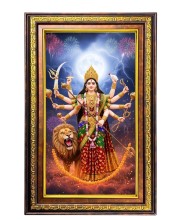 Durga Matha Digital Golden Balck Color Photo Frame | Hindu Religious Wall Decor | 10x16 Inches - Inspirational Wall Art for Office, Home Decor - Ideal Spiritual Gift (F16893)
