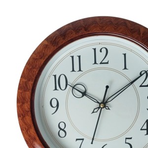 Brown Round wooden type design analog wall clock with black numbers | Silent Sweep Quartz Movement | Decorative Wall Clock for Home, Office, and Living Room | Length-Breadth-Height 30cm x 30cm x 2.2cm