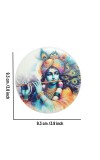 Stainless Steel Round Krishna Fridge Magnet | Decorative Spiritual Magnet for Home & Office | Pack of 1