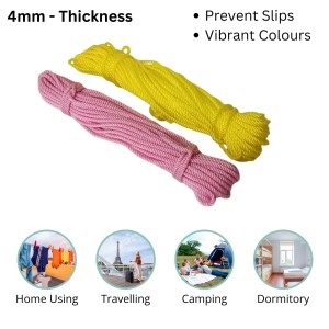 Heavy-Duty Multipurpose Rope | Strong & Durable Nylon/Polypropylene Rope for Outdoor, Camping, and Home Use | 4mm Thickness Heavy-Duty Multipurpose Rope | Strong & Durable Nylon/Polypropylene Rope for Outdoor, Camping, and Home Use | 4mm Thickness