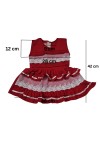 Cotton Baby Girl Frock for 0-9 Months – Soft & Stylish Sleeveless Dress with Lace Design for Newborns & Infants (1, Red)