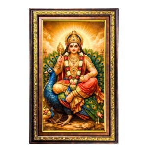 Kubera Digital Golden Balck Color Photo Frame | Hindu Religious Wall Decor | 12x18 Inches - Inspirational Wall Art for Office, Home Decor - Ideal Spiritual Gift (F16725)