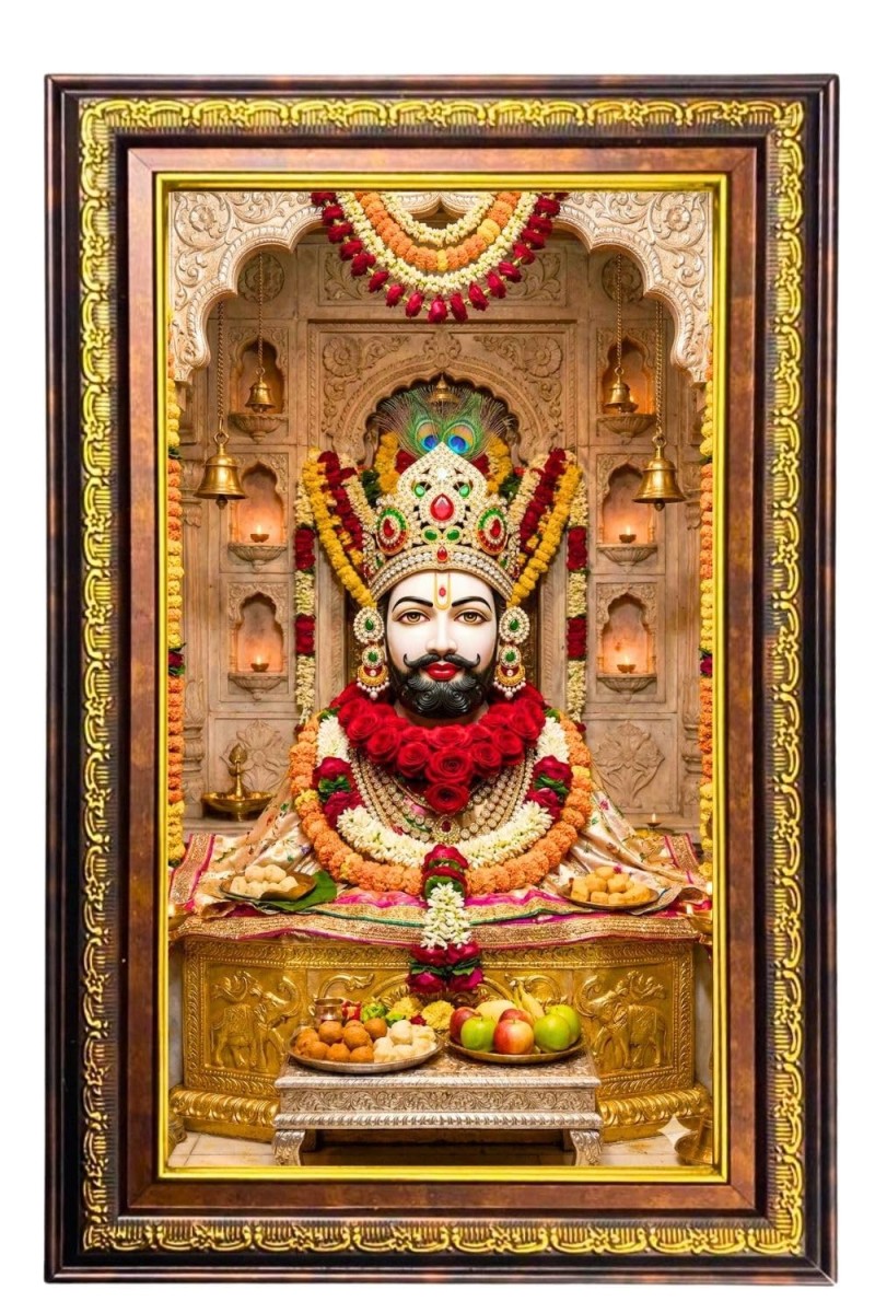 KhatuShyam Digital Golden Balck Color Photo Frame | Hindu Religious Wall Decor | 10x16 Inches - Inspirational Wall Art for Office, Home Decor - Ideal Spiritual Gift (F16679)