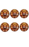 Stainless Steel Round Jagannath Balabhadra Subhadra Fridge Magnet | Devotional & Decorative Refrigerator Magnet for Home & Office | Pack of 6