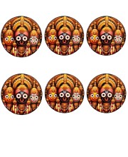 Stainless Steel Round Jagannath Balabhadra Subhadra Fridge Magnet | Devotional & Decorative Refrigerator Magnet for Home & Office | Pack of 6