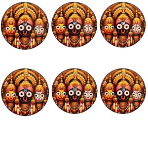 Stainless Steel Round Jagannath Balabhadra Subhadra Fridge Magnet | Devotional & Decorative Refrigerator Magnet for Home & Office | Pack of 6 Stainless Steel Round Jagannath Balabhadra Subhadra Fridge Magnet | Devotional & Decorative Refrigerator Magnet for Home & Office | Pack of 6