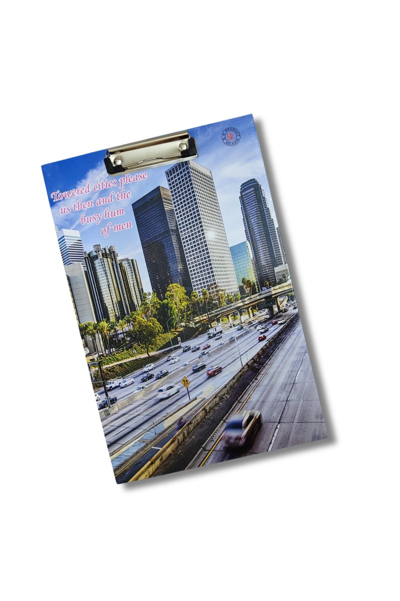 Hi Tech Sales Printed Exam Pad | Regular Wooden Exam Board for Girls & Boys, Kids, Students, Gift, School, Office, Industrial use | Stainless Clipboard (Color-Multicolor, Size-14.5 x 9.5) (City)