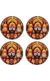 Stainless Steel Round Jagannath Balabhadra Subhadra Fridge Magnet | Devotional & Decorative Refrigerator Magnet for Home & Office | Pack of 4 (4)