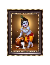 Lord Baby Krishna Digital Print Photo 6.7x8.7 inches - Vibrant Religious Wall Art for Home or Office Decor.