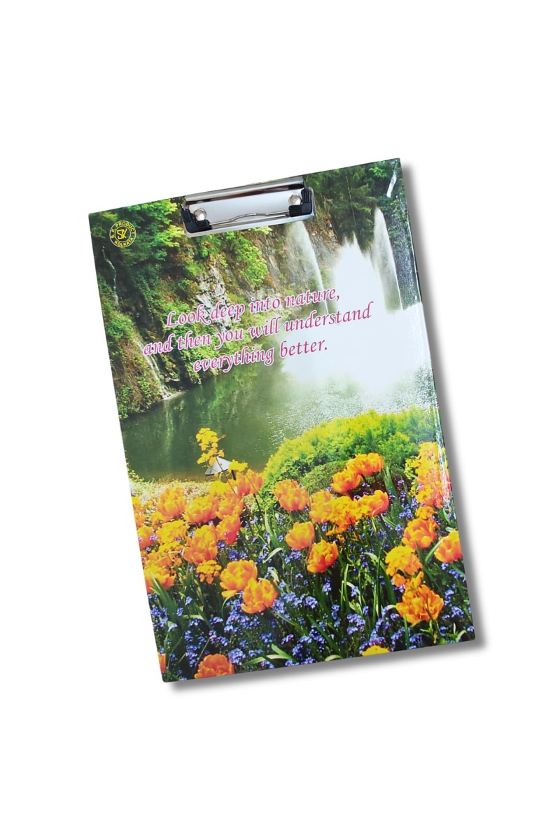 Hi Tech Sales Printed Exam Pad | Regular Wooden Exam Board for Girls & Boys, Kids, Students, Gift, School, Office, Industrial use | Stainless Clipboard (Color-Multicolor, Size-14.5 x 9.5) (Nature)