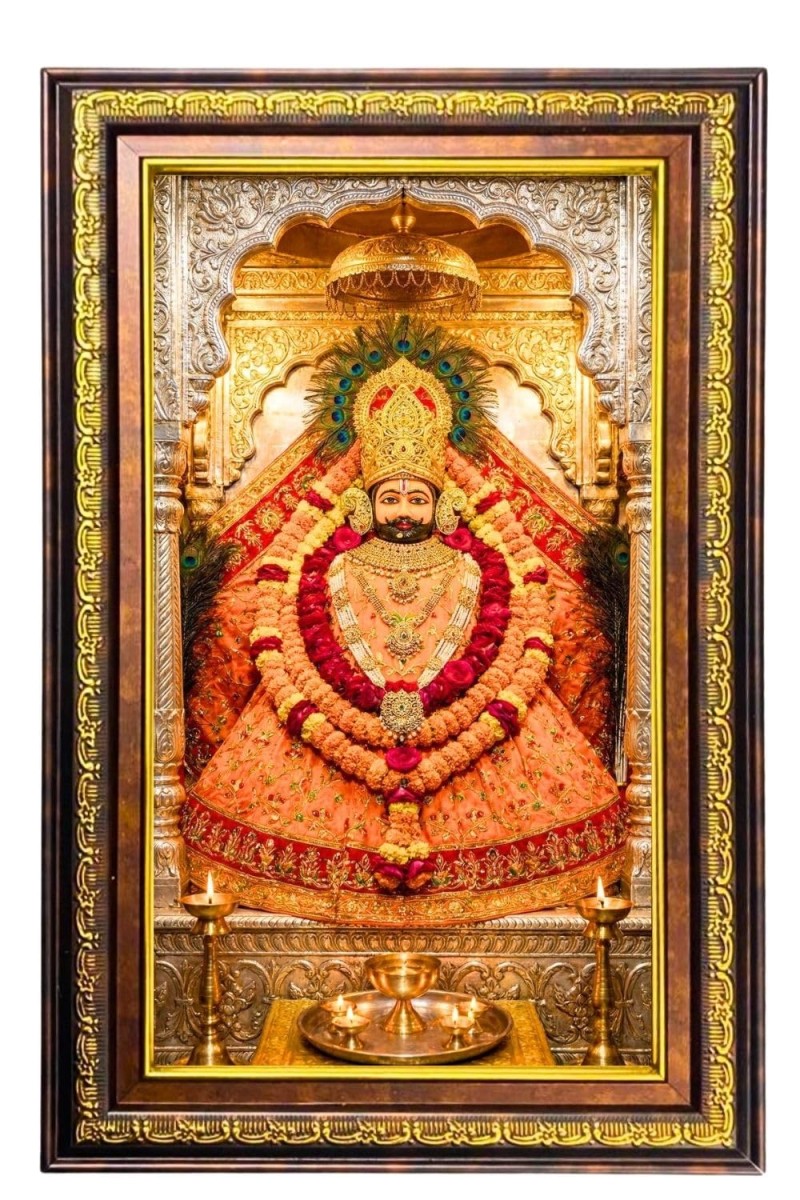 KhatuShyam Digital Golden Balck Color Photo Frame | Hindu Religious Wall Decor | 12x18 Inches - Inspirational Wall Art for Office, Home Decor - Ideal Spiritual Gift (F16683)