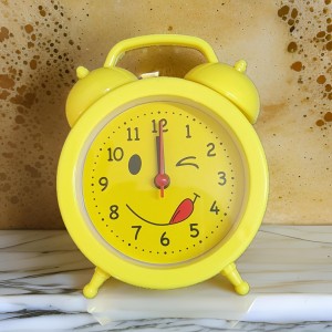 HiTechMart Yellow Alarm Clock – Cute Smiley Face Analog Clock with Alarm and Retro Design – Perfect for Kids, Bedroom and Gift HiTechMart Yellow Alarm Clock – Cute Smiley Face Analog Clock with Alarm and Retro Design – Perfect for Kids, Bedroom and Gift